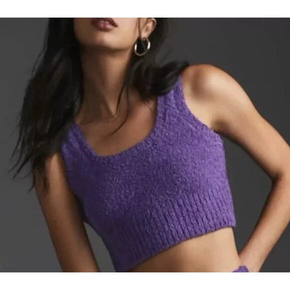 Daily Practice by Anthropologie Snuggle Purple Cropped Top Size XL Soft Fleece - Picture 1 of 8